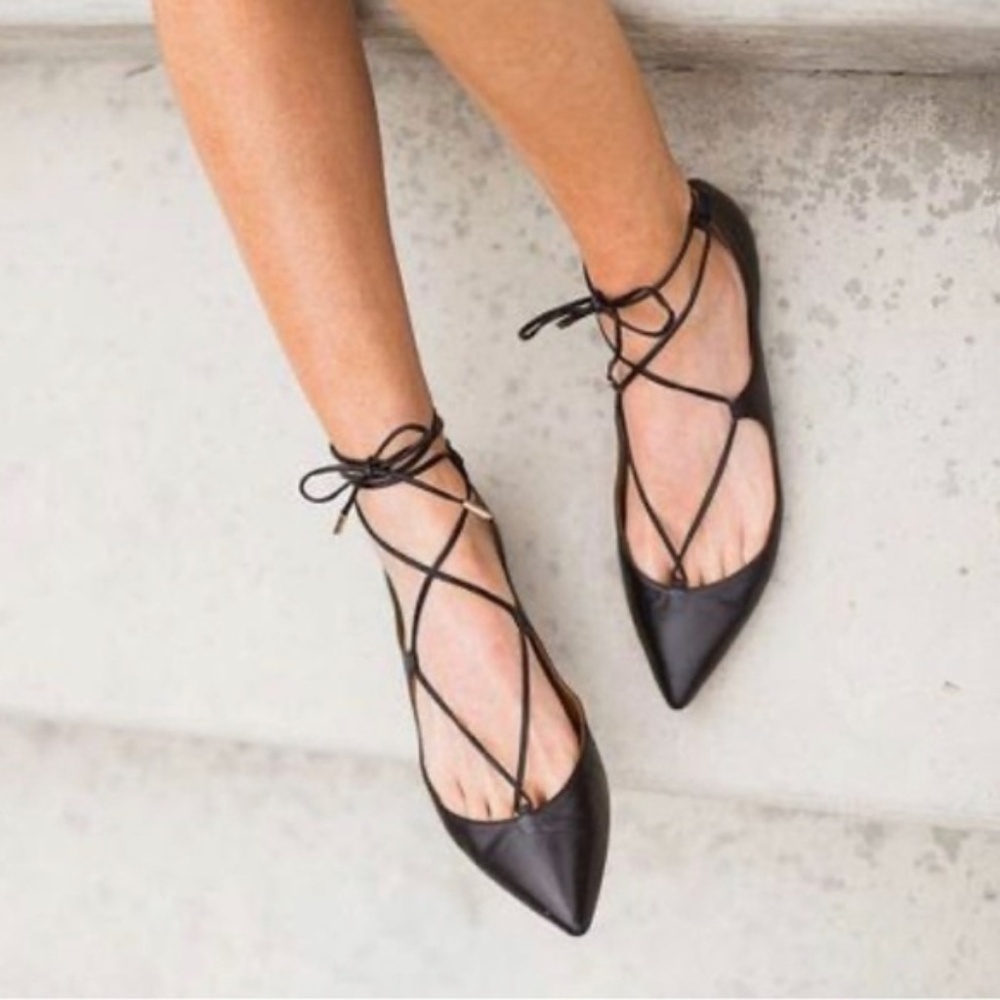 Aquazzura Christy flat brown leather size 35.5/5.5 US